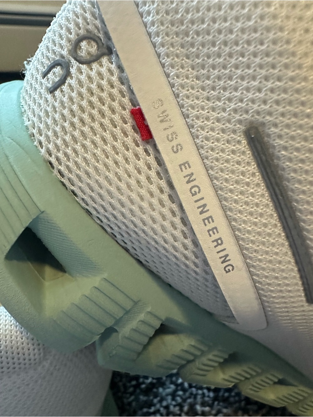 On Running Cloud 5 White Sneakers with Mint Soles Undyed White Creek Size 9 - Picture 8 of 11